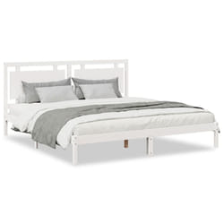 vidaXL Bed Frame Wooden Platform Bed Bedstead Bedroom Bed Base Solid Wood - white, 180 x 210 cm