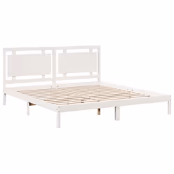 vidaXL Bed Frame Wooden Platform Bed Bedstead Bedroom Bed Base Solid Wood - white, 180 x 210 cm
