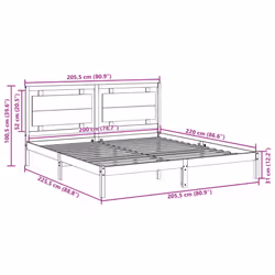 vidaXL Bed Frame Wooden Platform Bed Bedstead Bedroom Bed Base Solid Wood - natural, 200 x 220 cm - Additional view 8