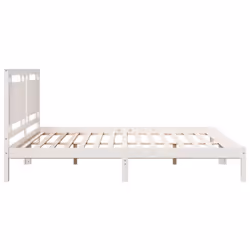 vidaXL Bed Frame Wooden Platform Bed Bedstead Bedroom Bed Base Solid Wood - white, 200 x 220 cm - Additional view 4