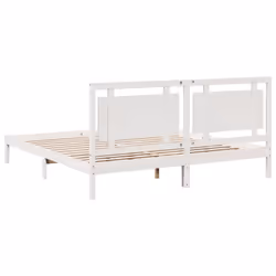 vidaXL Bed Frame Wooden Platform Bed Bedstead Bedroom Bed Base Solid Wood - white, 200 x 220 cm - Additional view 5