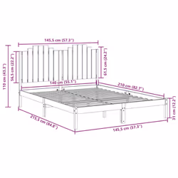 vidaXL Bed Frame Bed Base Bedstead Bedroom Mattress Foundation Solid Wood Pine - natural, 140 x 210 cm - Additional view 8