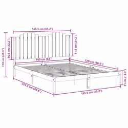 vidaXL Bed Frame Bed Base Bedstead Bedroom Mattress Foundation Solid Wood Pine - natural, 160 x 220 cm - Additional view 8