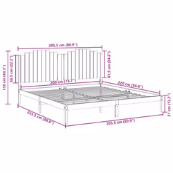 vidaXL Extra Long Bed Frame without Mattress Bed BaseÂ 200x220 cm Solid Wood - Additional view 3