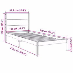 vidaXL Bed Frame Bed Base Bedstead Bedroom Mattress Foundation Solid Wood Pine - 90 x 210 cm - Additional view 8