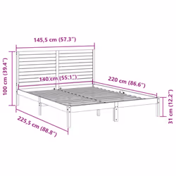 vidaXL Bed Frame Bed Base Bedstead Bedroom Mattress Foundation Solid Wood - natural, 140 x 220 cm - Additional view 3