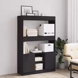 vidaXL Highboard Sideboard Storage Organiser Cabinet Cupboard Engineered Wood - black, 92 x 33 x 140 cm - Additional view 2