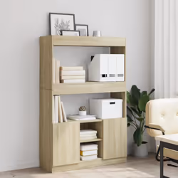 vidaXL Highboard Sideboard Storage Organiser Cabinet Cupboard Engineered Wood - sonoma oak, 92 x 33 x 140 cm - Additional view 2