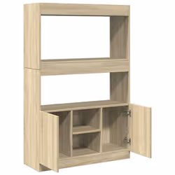 vidaXL Highboard Sideboard Storage Organiser Cabinet Cupboard Engineered Wood - sonoma oak, 92 x 33 x 140 cm - Additional view 7