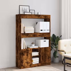 vidaXL Highboard Sideboard Storage Organiser Cabinet Cupboard Engineered Wood - smoked oak, 92 x 33 x 140 cm - Additional view 2