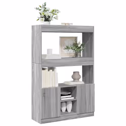 vidaXL Highboard Sideboard Storage Organiser Cabinet Cupboard Engineered Wood - grey sonoma, 92 x 33 x 140 cm - Additional view 5
