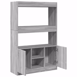 vidaXL Highboard Sideboard Storage Organiser Cabinet Cupboard Engineered Wood - grey sonoma, 92 x 33 x 140 cm - Additional view 9