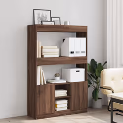 vidaXL Highboard Sideboard Storage Organiser Cabinet Cupboard Engineered Wood - brown oak, 92 x 33 x 140 cm - Additional view 2
