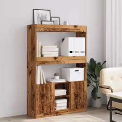 vidaXL Highboard Sideboard Storage Organiser Cabinet Cupboard Engineered Wood - old wood, 92 x 33 x 140 cm - Additional view 2