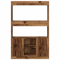 vidaXL Highboard Sideboard Storage Organiser Cabinet Cupboard Engineered Wood - old wood, 92 x 33 x 140 cm - Additional view 4
