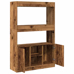 vidaXL Highboard Sideboard Storage Organiser Cabinet Cupboard Engineered Wood - old wood, 92 x 33 x 140 cm - Additional view 7