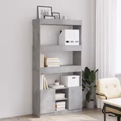 vidaXL Highboard Sideboard Storage Organiser Cabinet Cupboard Engineered Wood - concrete grey, 92 x 33 x 180 cm