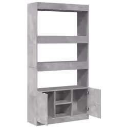 vidaXL Highboard Sideboard Storage Organiser Cabinet Cupboard Engineered Wood - concrete grey, 92 x 33 x 180 cm - Additional view 7