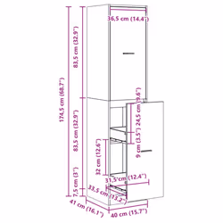 vidaXL Apothecary Cabinet Storage Cabinet Apothecary Cupboard Engineered Wood - 40 x 41 x 174.5 cm