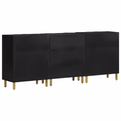 vidaXL Sideboards Storage Cupboard Highboard 3 Piece Black Engineered Wood - Additional view 5