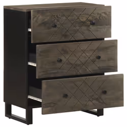 vidaXL Sideboards 2 pcs Black 60x33x75 cm Solid Wood Mango storage cabinet - Additional view 2