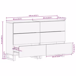 vidaXL Sideboards 2 pcs Black 60x33x75 cm Solid Wood Mango storage cabinet - Additional view 3