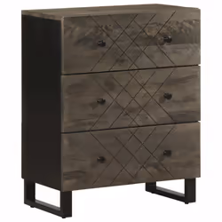 vidaXL 3 Piece Sideboards Black 60x33x75 cm Solid Wood Mango storage cabinet - Additional view 2
