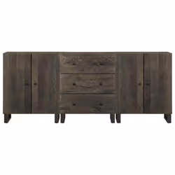 vidaXL 3 Piece Sideboards Black 60x33x75 cm Solid Wood Mango storage cabinet - Additional view 4