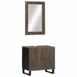 vidaXL 2 Piece Bathroom Furniture Set Black Solid Wood Mango bathroom cabinet