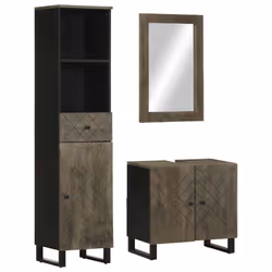 vidaXL 3 Piece Bathroom Furniture Set Black Solid Wood Mango bathroom cabinet