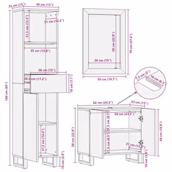 vidaXL 3 Piece Bathroom Furniture Set Black Solid Wood Mango bathroom cabinet