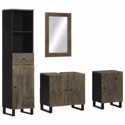 vidaXL 4 Piece Bathroom Furniture Set Black Solid Wood Mango bathroom cabinet