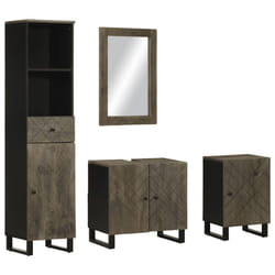 vidaXL 4 Piece Bathroom Furniture Set Black Solid Wood Mango bathroom cabinet
