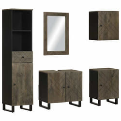 vidaXL 5 Piece Bathroom Furniture Set Black Solid Wood Mango bathroom cabinet