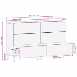 vidaXL Sideboards 2 pcs Brown 60x33x75 cm Solid Wood Mango cabinet cupboard