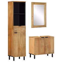 vidaXL 3 Piece Bathroom Furniture Set Brown Solid Wood Mango bathroom cabinet