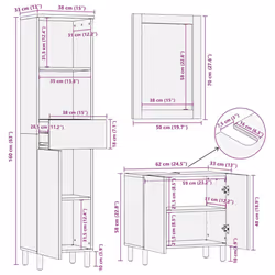 vidaXL 3 Piece Bathroom Furniture Set Brown Solid Wood Mango bathroom cabinet