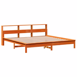 vidaXL Bookcase Bed without Mattress Wax Solid Wood Pine - wax brown, 200 x 200 cm