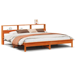 vidaXL Bookcase Bed without Mattress Wax Solid Wood Pine - wax brown, 180 x 200 cm