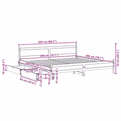 vidaXL Bed Frame without Mattress Home Bed Base 200x200 cm Solid Wood Pine