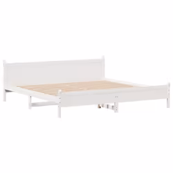 vidaXL Bed Frame without Mattress Bed Base White 200x200 cm Solid Wood Pine - Additional view 4
