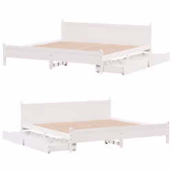 vidaXL Bed Frame without Mattress Bed Base White 200x200 cm Solid Wood Pine - Additional view 8
