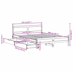 vidaXL Bed Frame without Mattress White 150x200 cm King Size Solid Wood Pine