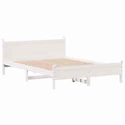 vidaXL Bed Frame without Mattress White 150x200 cm King Size Solid Wood Pine - Additional view 4