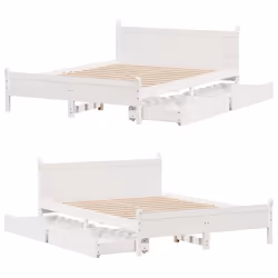vidaXL Bed Frame without Mattress Bed Base White 120x200 cm Solid Wood Pine - Additional view 8