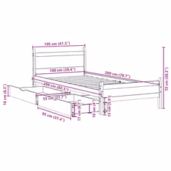 vidaXL Bed Frame without Mattress Home Bed Base 100x200 cm Solid Wood Pine