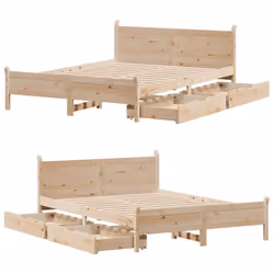 vidaXL Bed Frame without Mattress Home Bed Base 140x190 cm Solid Wood Pine - Additional view 8