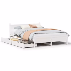 vidaXL Bed Frame without Mattress Bed Base White 140x190 cm Solid Wood Pine