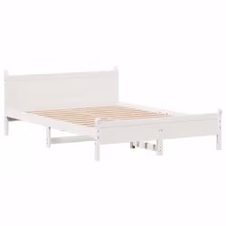 vidaXL Bed Frame without Mattress Bed Base White 140x190 cm Solid Wood Pine - Additional view 4