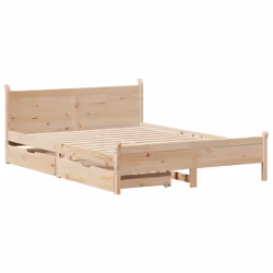 vidaXL Bed Frame without Mattress Bed Base 135x190 cm Double Solid Wood Pine
